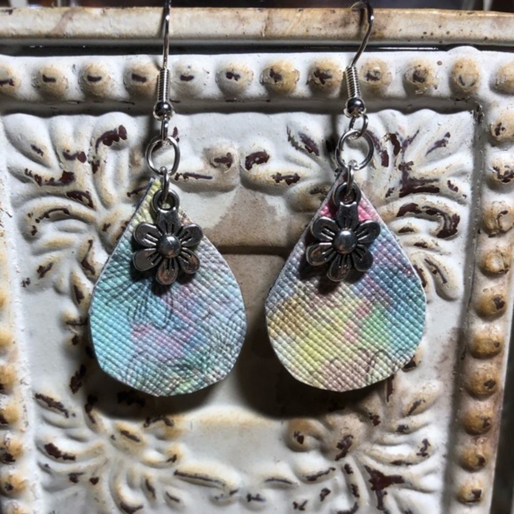 Sunflower Faux Leather Earrings